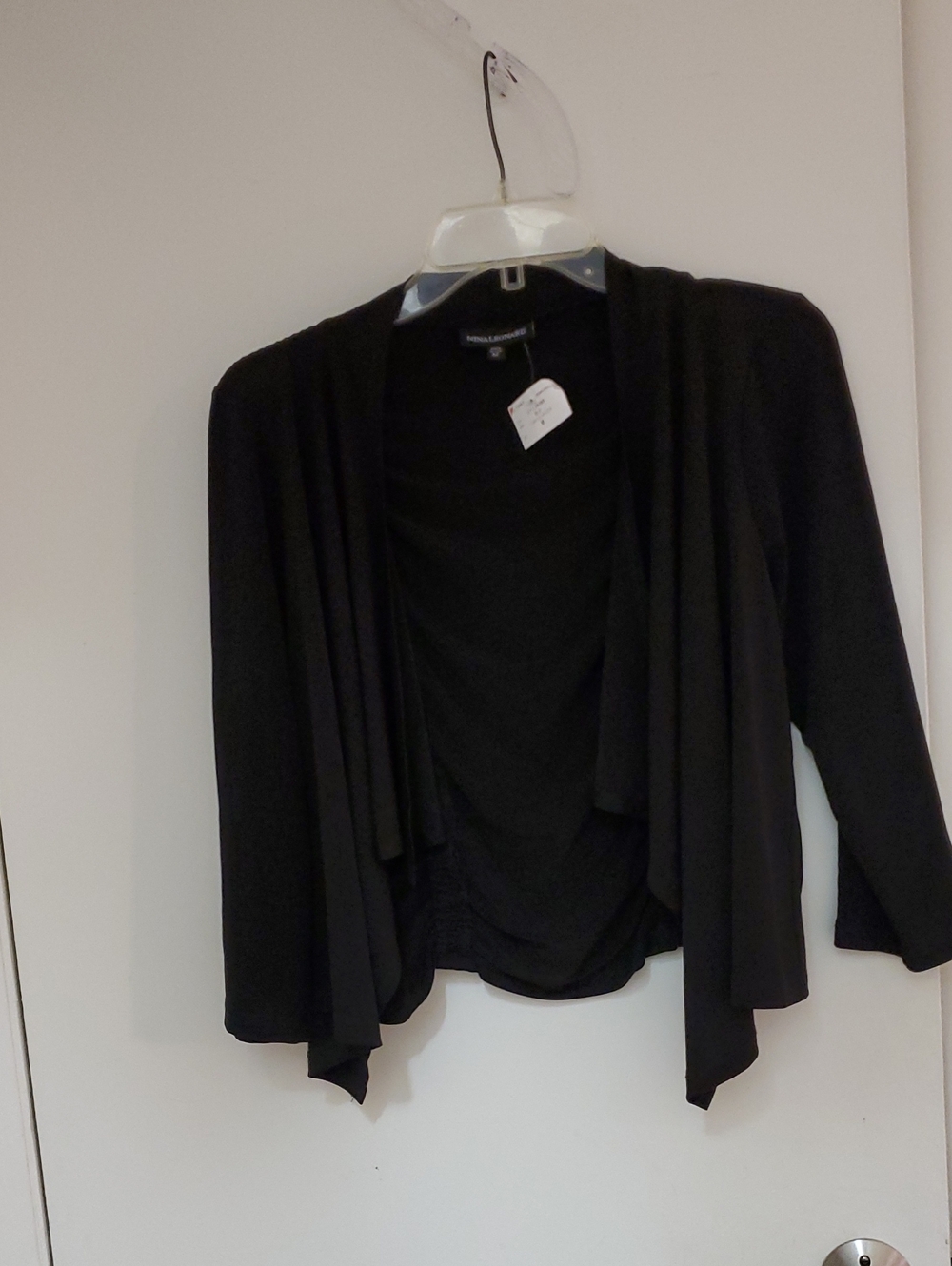 Nina Leonard Black Open-Front Draped Cover